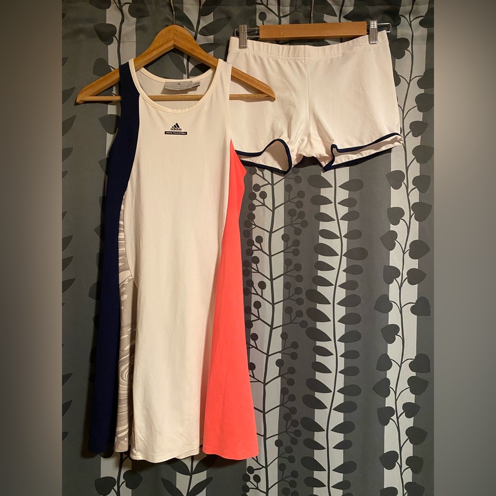 Adidas Stella McCartney Cream, Pink, and Navy Dress with Shorts